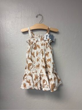 $29 ADD ON kite organic cotton slip cheetah dress 12-18M new with tags zara